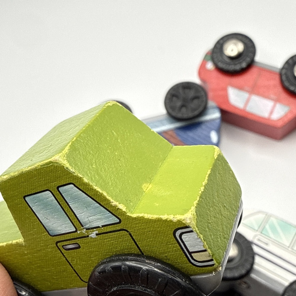 Kidkraft Wooden Vehicles 2011 Police Car Green Truck Red & White Cars Lot Of 5 - Picture 12 of 12